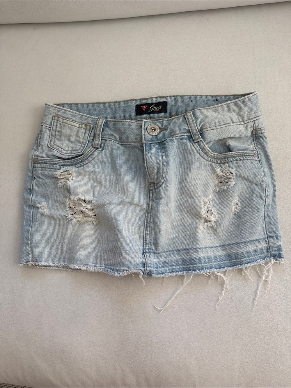 Guess distressed denim mini skirt